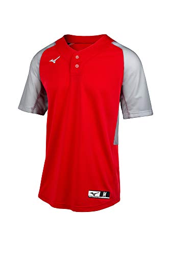 Maillot de baseball rouge Mizuno Aerolite taille M avec col 2 boutons