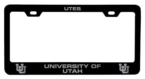 Utah Utes Laser Engraved Metal License Plate Frame Black Officially Licensed Collegiate Product
