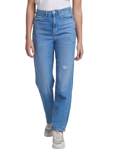 Image of Spykar Women High Rise Cotton Straight Fit Regular Length Jeans (Bella)