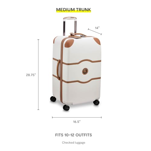 Image of DELSEY PARIS Chatelet Air 2.0 Checked Luggage Trunk 26 Inch, Hardside Polycarbonate Suitcase, Dual-Density Spinner Wheels, TSA Lock, Angora