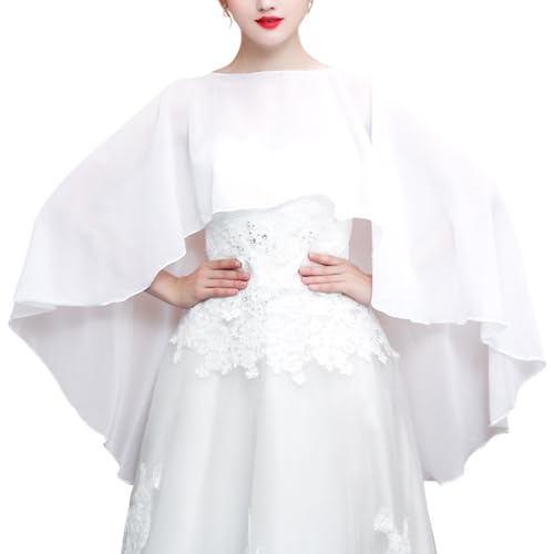 Luwint Chiffon Capelet Shawls and Wraps for Women, Soft Chiffon Cape for Evening Dress Wedding Cape Bolero Flapper Cover Up