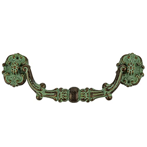 Verdigris Decorative Roses With Bead Center Drawer Pull | Centers: 3-3/8" | Handle For Antique Cabinet Door, Dresser Drawer, Desk | Reproduction Furniture Hardware | Dl-P2849-96Vdg #TOP28