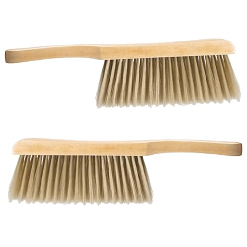 SHERCHPRY 2Pcs Handheld Soft Bristle Cleaning Brushes with Handles for Dusting Bed Sofa Furniture Compact Lightweight Hand Brooms for Household Surface Dust Removal