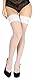 BANANALU 20 Den halterlose Strümpfe Spitzenbund 9 cm Blumenmuster sexy Overkniestrümpfe Flirt 20 Bianco M/L