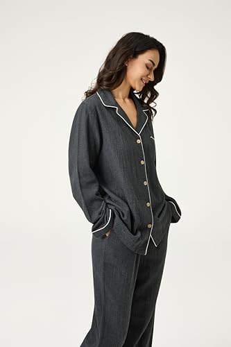 Image of BESTOUCH Womens Pajama Sets: 100% Cotton Muslin Linen Feel