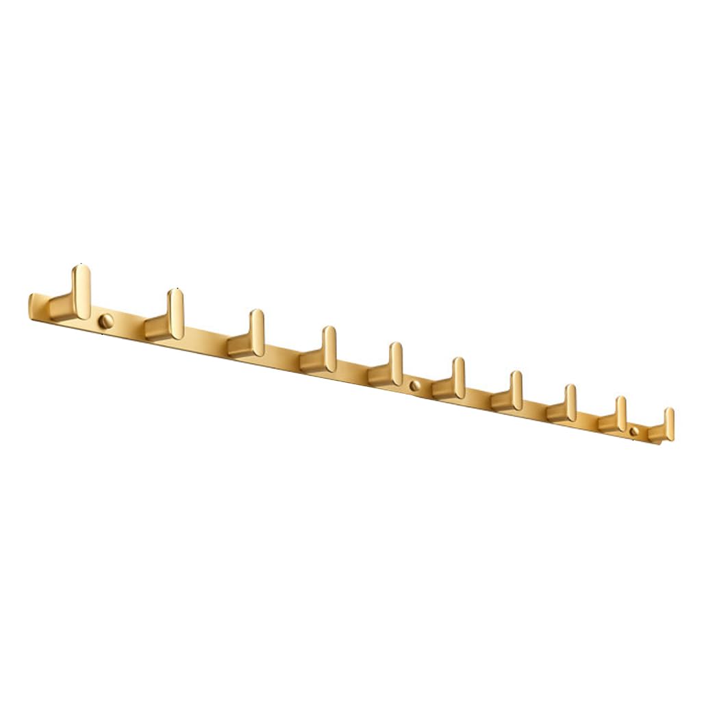ZHOUXIAO Retro Brass Coat Rack Wall Mounted with Hooks, Brushed Nickel Heavy Duty Coat Hook Rail, Robe and Towel Hooks Rack for Bathroom, Entryway, Mudroom, Hats 10hook