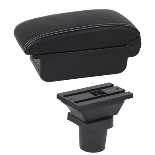 車用アームレスト センターコンソール 収納ボックスに適合するヤリスに適合するヴィッツ ハッチバック 1998 1999 2000 2001 2002 2003 2004-2011用 箱(C1 White Line)