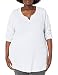 Just My Size Women's Plus Size Split Neck Tunic, White, 2X