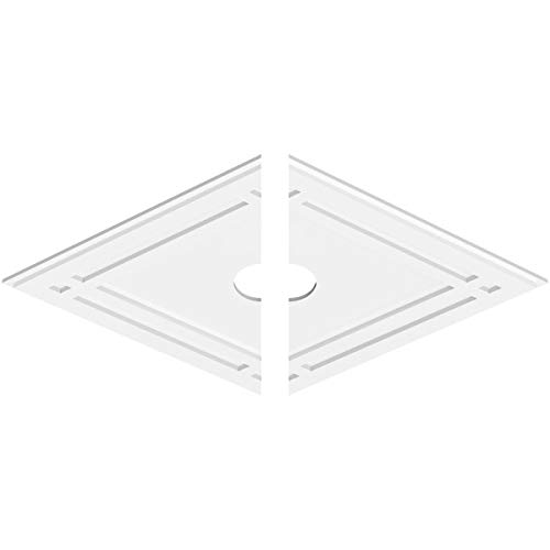 Image of Ekena Millwork CMP38X25DD2-04000 Diamond Architectural Grade PVC Contemporary, Two Piece Urethane Ceiling Medallions 38 inchW x 25 3 /8 inchH x 4 inchID x 13 1 /4 inchC x 1 inchP