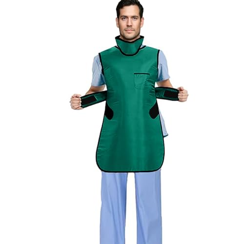 Image of Xray Radiation Apron Shield Half Lead Apron for 0.5mmpb X-Rays Grass Green L with Lead Thyroid Shield Collar Lightweight