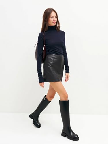 Platform Knee High Boots for Women Comfortable Round Toe Chunky Heel Tall Boots with Side Zip Dress Casual Long Riding Boots4