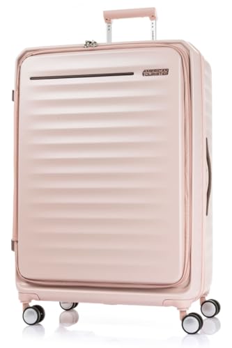 American Tourister Frontec Suitcase, Check-In Size 79 cm / 29 inch, 4 Spinner Wheels, Hard Top, Polycarbonate, Strawberry|Expandable|Book Opening|TSA 008 Lock - 3 Years Global Warranty