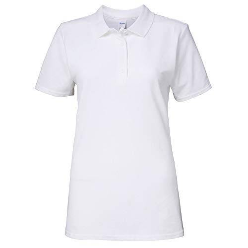 Gildan 64800L Ladies Softstyle Double Pique Polo Shirt, White, XL
