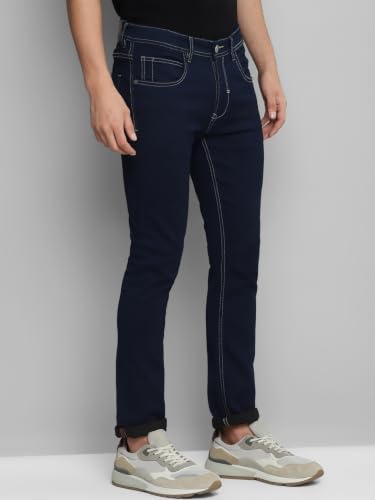 Image of Allen Cooper Slim Mid Rise Stretchable Denim Jeans for Men