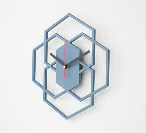 Horloge murale moderne bleue silencieuse unique et fabriquée à la main - 2