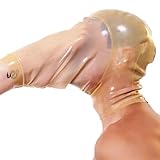 Latex Hood with Spoof Feet Sleeve Rubber Mask Fetish BDSM Catsuit Party Cosplay (M)