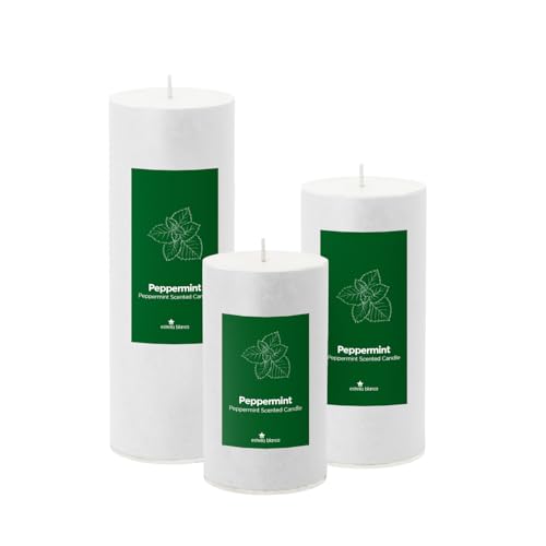 Bougies piliers de Noël menthe poivrée pour purifier l'air de la maison