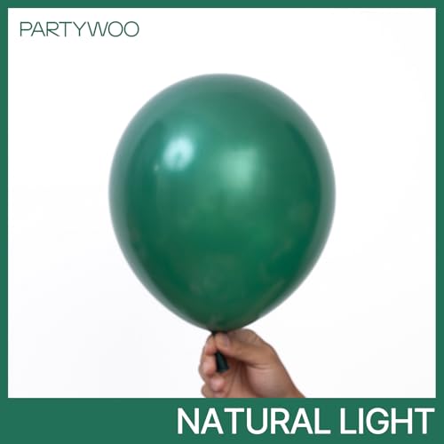 Image of PartyWoo Pearl Dark Green Balloons 50pcs Pearl Emerald Hunter Forest Green | 12 Inch Balloons for Baby Shower Anniversary Engagement Jungle Dinosaur Birthday Bridal Shower Party Decorations Green-Z01