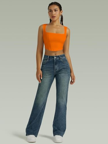 Image of FUNUCA Straight Leg Jeans for Women,High Waisted Wide Leg Loose Microelastic Boyfriend Denim Pants