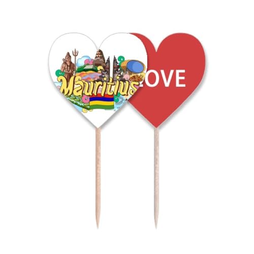 Cure-dents Drapeau Maurice Multi Couleur Graffiti Love Heart Cupcake Pick Party