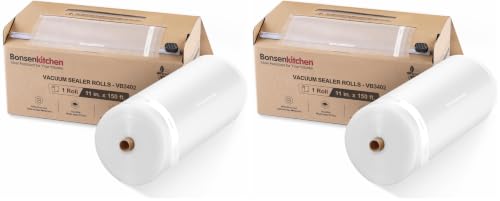 Image of Bonsenkitchen 11 inch x 150' Vacuum Sealer Bags Rolls with Cutter for Food Storage, Commercial Grade, BPA Free, Great for Meal Prep and Sous Vide Cooking (Pack of 2)