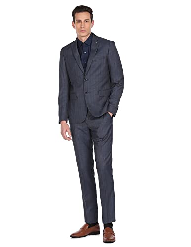 Image of Arrow Men's Polyester Blend Body Tailored Checkered Suit Business Pants Set