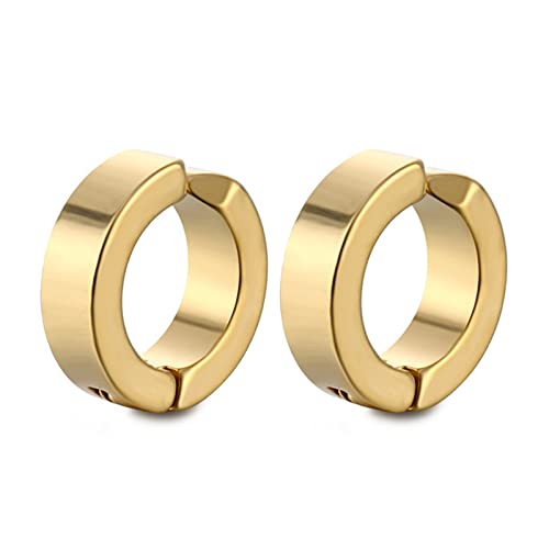 Pendientes de aro para hombres con acero inoxidable pulido y diseño redondo Feng Shui