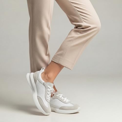 Image of Vepose Women's Retro Platform Sneakers Lightweight Lace Up Walking Shoes | Designer dressy chunky sneakers, memory foam cushioning, non slip sole, stylish woven or PU looks, work, travel, errands
