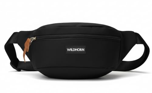 Image of Wildhorn Stylish Unisex Crossbody Waist Bag | Water-Resistant Sling & Chest Bag with Adjustable Strap | Compact Travel & Daily Essentials Bag (Black)