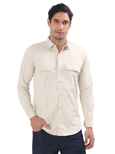 Image of Premium Men Plain Shirt Full Sleeve | Button Down Collar RFD Lightweight Fabric | Regular Fit Casual Wear Shirt with Double Pocket Design