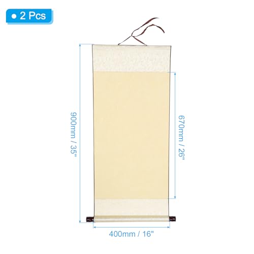 PATIKIL Rolo de papel Xuan de 88 x 40 cm, pacote com 2 rolos de seda meio cru maduros em branco para