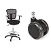 hjh OFFICE 760008 - Sedia Da Lavoro “Top Work 108” In Rete Nera, Ergonomica & 619010 5X Ruote Per Pavimenti Duri Rolo 11 Mm / 65 Mm Ruote Per Sedie Da Ufficio, Pavimenti Duri, Parquet