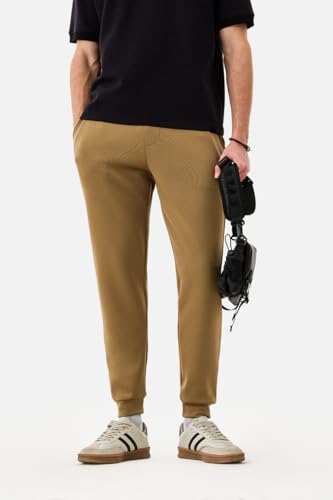 Image of SNITCH Men Track Pants | Relaxed Fit with Contrast Side Stripes & Zippered Pockets | Polyester Blend Fabric for Athletic & Street Wear | Stretchable & Comfortable Design