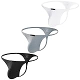 [Arjen Kroos] メンズ tバック 3点 セット 下着 インナー パンツ 男性用 肌着 アンダーウエア 3D立体構造 Gストリング 通気性 無地 AK2111 K3-黒/白/グレー-3枚 XXL