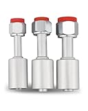 3PCS Air Conditioning Sliver AC Fitting Set Fit for Standard Hoses, #6#8#10 Female Oring Beadlock 180 Degree (Straight)