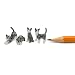 ChangThai Design Tiny ½ Inch Gray Tabby Cat Set 4 Pieces - Miniature Hand Made Ceramic Cats Kittens Kitty Feline Animals Cute Porcelain Decorative Figures Collectible Figurines Décor Pet Lovers Gifts