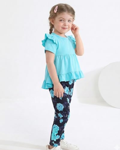 Image of Weebaby Baby Girl Clothes Infant Toddler Girl Clothing Ruffle Shirt High Low Top Floral Allover Pant Little Girls Clothes