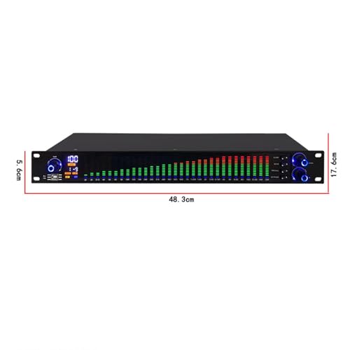 Ecualizador gráfico de 31 bandas, ecualizador digital de audio, ajuste estéreo de agudos, medios y graves, con luz LED de espectro y 10 efectos preestablecidos, para estudio de grabación miniatura 6