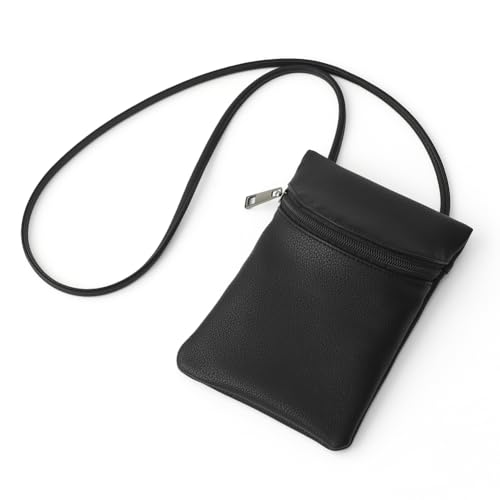 BBORGDC Black PU Leather Crossbody Phone Purse for Women - Lightweight Mini Small Cell Phone Wallet & Coin Purse, Casual Crossbody Bag