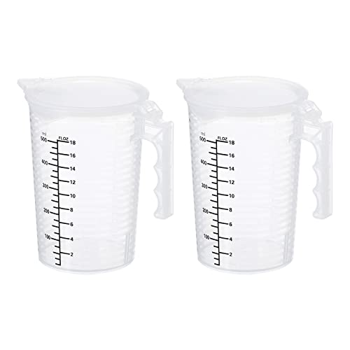 Bécher gradué plastique 500ml tasse mesurer liquide avec couvercle