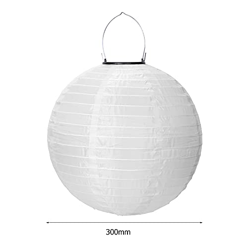 Farolillos solares para exteriores, IP55, resistente al agua, 30 cm, forma de bola redonda, iluminación para jardín, terraza, patio, casa, árbol de Navidad, decoración (color blanco)