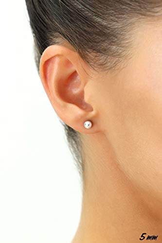 14K White Gold Ball Stud Earrings With Secure Screw-Backs (5Mm) #TOP1