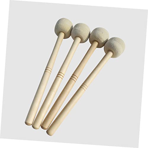 Baquetas para batería con punta de fieltro y mango de madera de arce, color beige miniatura 5