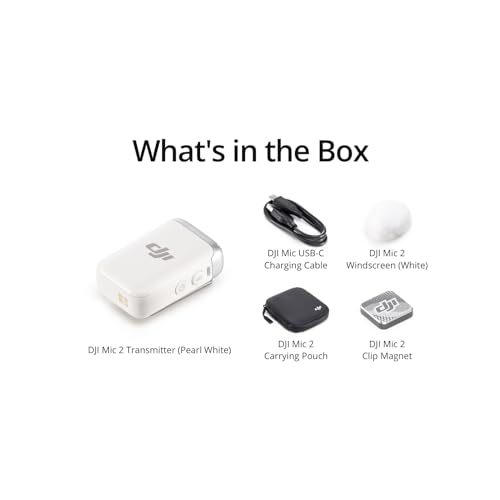 Image of DJI Mic 2 Transmitter (Pearl White), Wireless Microphone with Intelligent Noise Cancelling, 14-Hour Internal Recording, 6-Hour Battery, Magnetic Attachment, Bluetooth Microphone, YouTube, Vlogs | 8GB Internal, 24-Bit /48khz, 6h Battery, 18h with Charging Case, 250m Range, Noise Cancelling