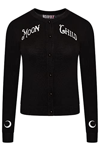 Ro Rox Moon Child Cardigan Wicca Rockabilly Embroidery Knitted Long Sleeve