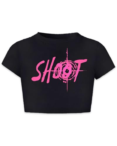Image of Betusline Girls & Women Basic Summer Short Sleeve Slim Fit T-Shirts Soft Crewneck Crop Y2k Tee Cute Gym Fashion Clothes