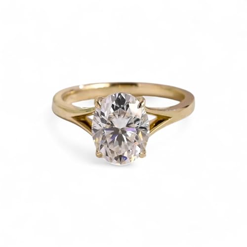 2CT Oval Cut Moissanite Engagement Ring for Women Solid Gold Split Shank Solitaire Ring Classic...