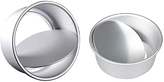 Mirrwin Okrągły zestaw foremek do ciast, foremki do ciasta, aluminiowe formy do ciasta, wyjmowane foremki do pieczenia ze zdejmowanym dnem, na ślub, urodziny, Boże Narodzenie, pieczenie ciasta, 15 cm i 20 cm, 2 sztuki, srebrne