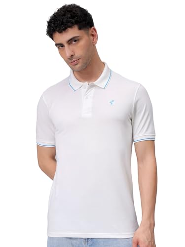 Image of The Indian Garage Co Men Slim Fit Solid Polo Neck Half Sleeves Tshirt