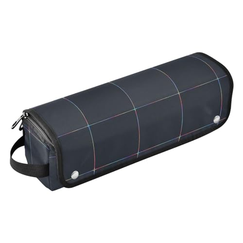 Organizador 2 en 1 para herramientas de cabello con tapete resistente al calor y estuche doble capa para planchas y rizadores, negro con hilo arcoíris. miniatura 1
